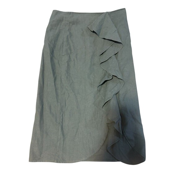 Zara Basic Green Frilly Knee Length Business medium Casual A Line Skirt - Picture 1 of 3
